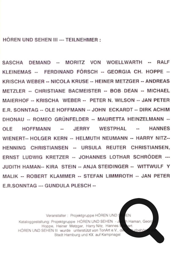MusikerInnen + Künstlerinnen bei HÖREN und SEHEN III 1997